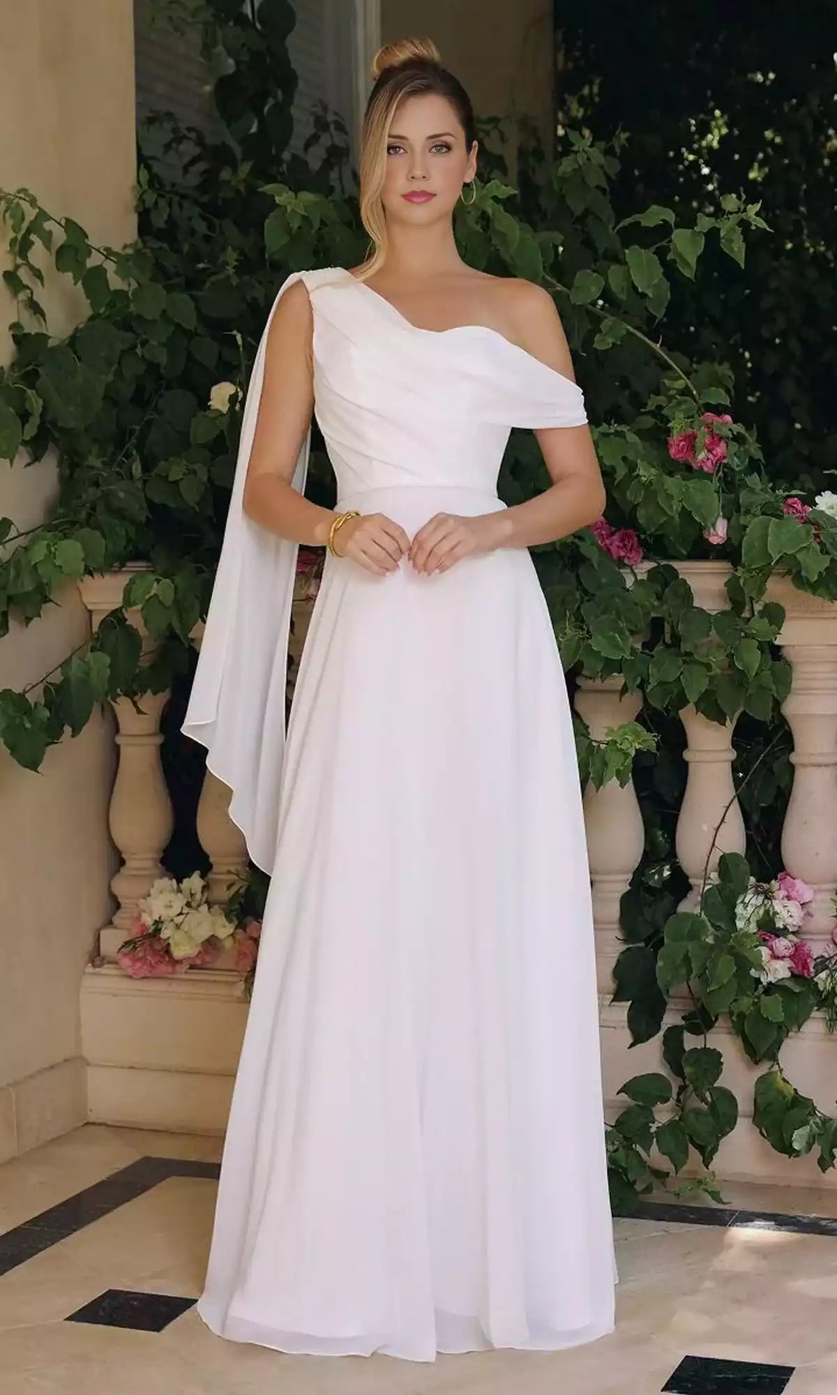 Gorgeous asymmetrical neckline with hanging shoulders, fully lined chiffon slim fit Prom Dresses